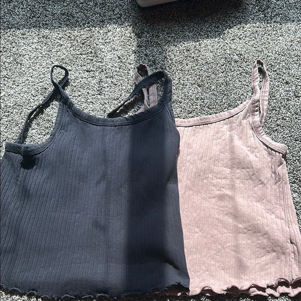 Old Navy Blue and Gray Ribbed Ruffled Camisole